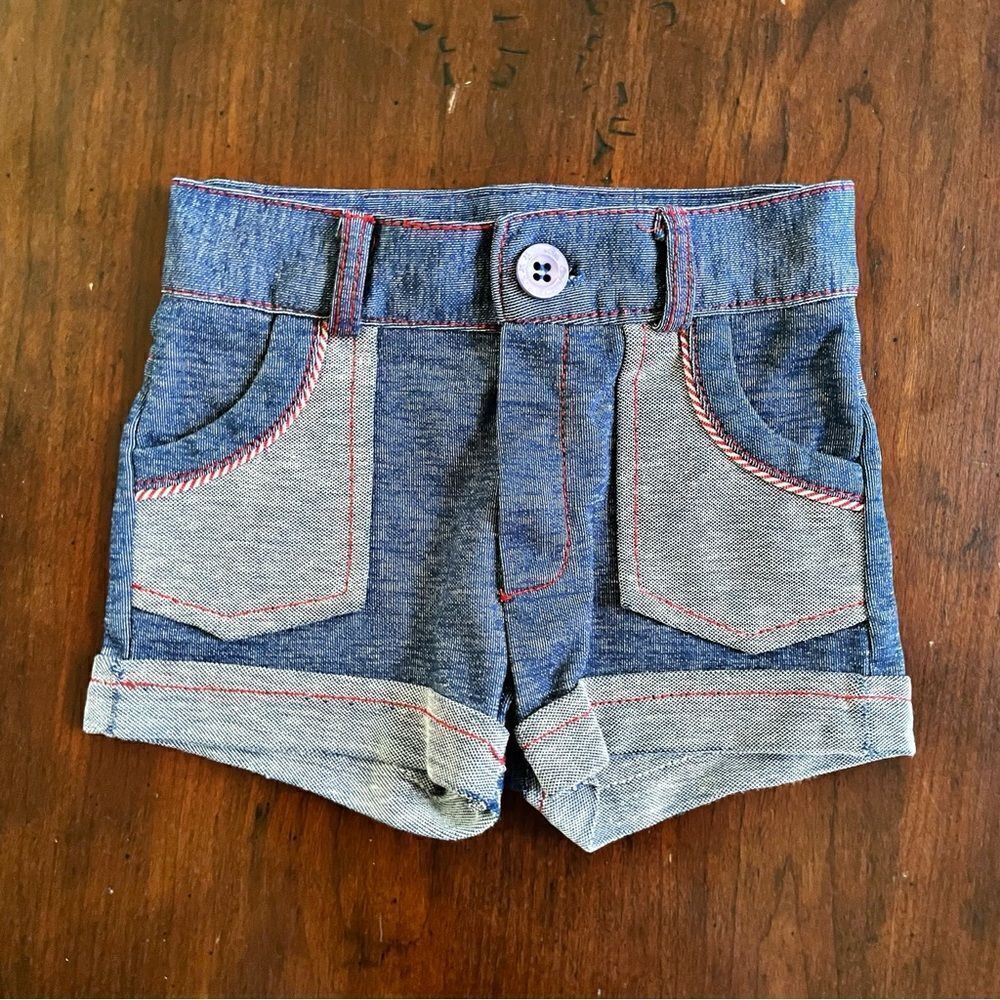 Vintage 70s Toddler Boy High Rise Denim Shorts with Pockets Size 3T
